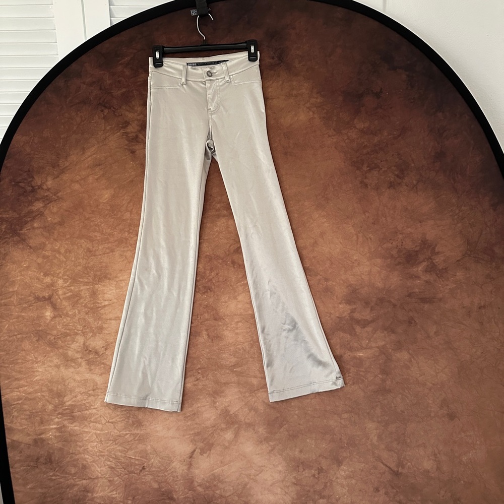 Y2K Magic Bongo Metallic Flared Silver Pants